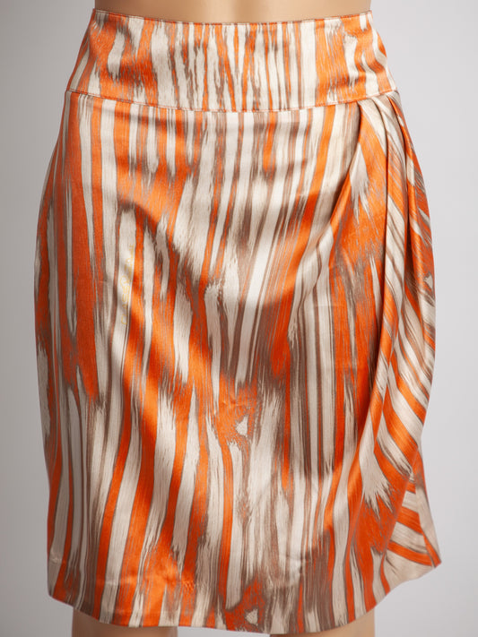 Perfect Class Roberto Cavalli Silk Skirt Size S Orange Beige Striped