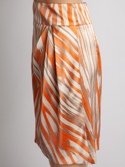 Perfect Class Roberto Cavalli Silk Skirt Size S Orange Beige Striped