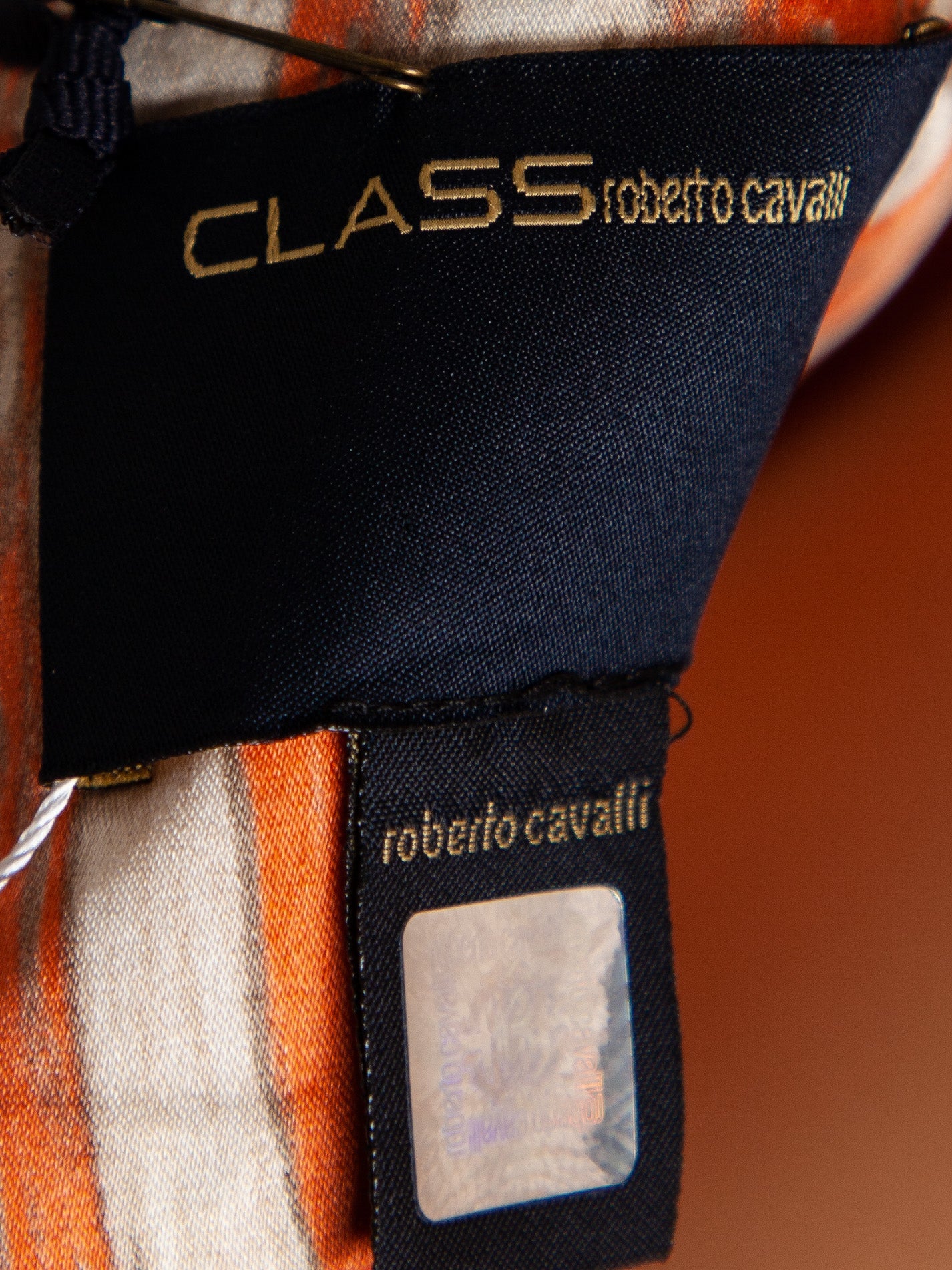 perfect class roberto cavalli silk skirt size s orange beige striped
