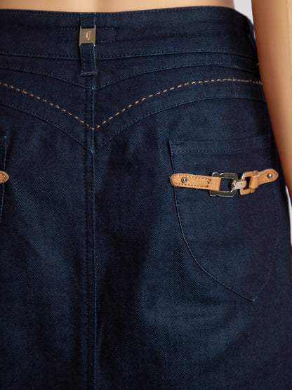 Trussardi Blue Denim Skirt Size M Good Condition Women