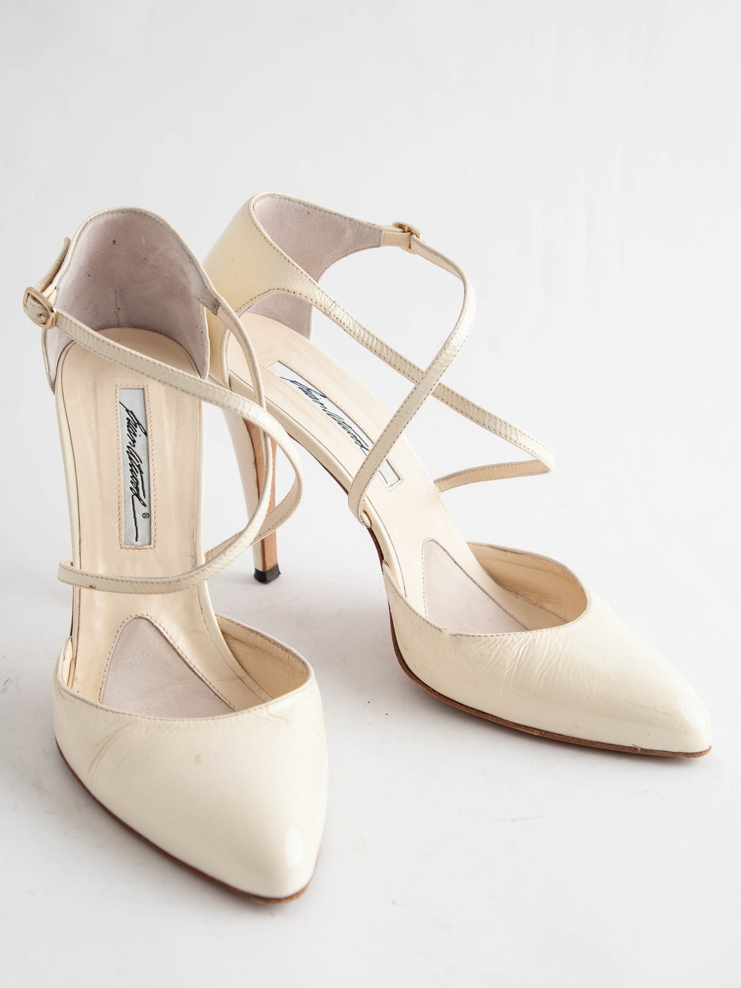 average brian atwood white leather heels size 39 women