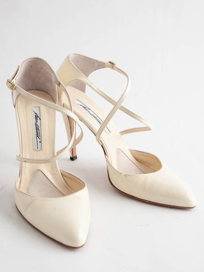 Average Brian Atwood White Leather Heels Size 39 Women