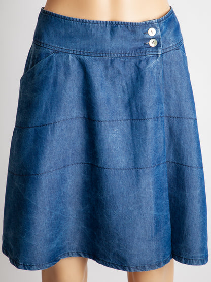 Good Emporio Armani Women's Blue Denim Skirt Size L A-Line