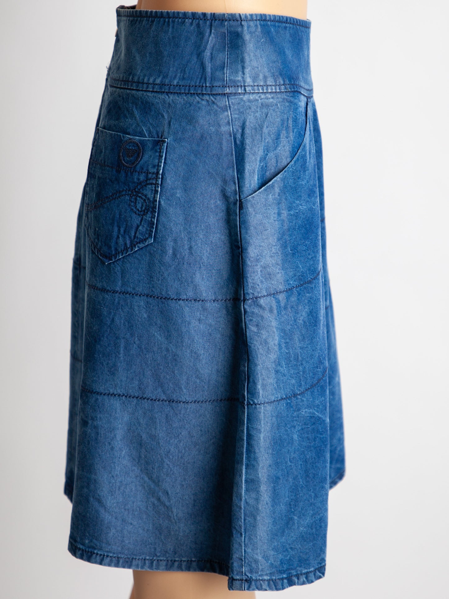 good emporio armani women's blue denim skirt size l a-line