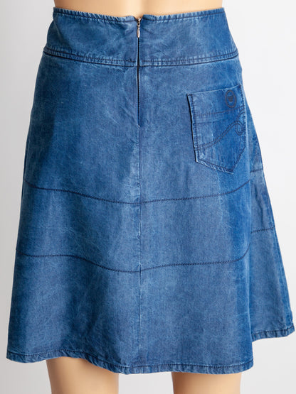 Good Emporio Armani Women's Blue Denim Skirt Size L A-Line