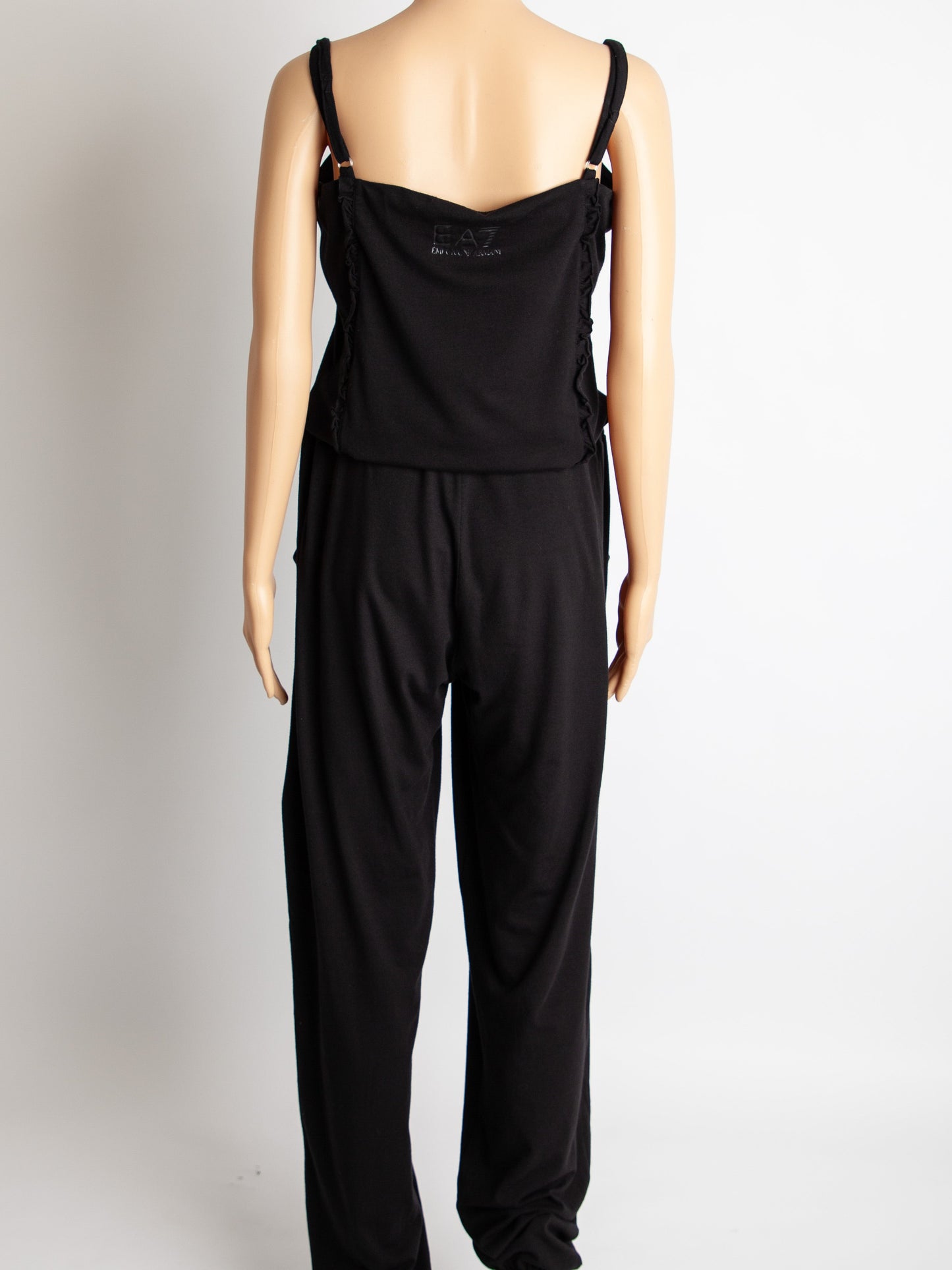 good emporio armani black cotton jumpsuit size l women