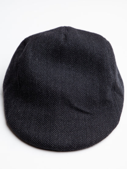 Good Paul Smith Gray Cashmere Flat Cap with Herringbone Pattern
