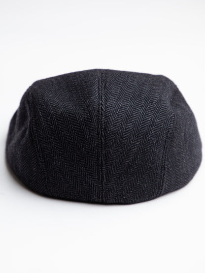 Good Paul Smith Gray Cashmere Flat Cap with Herringbone Pattern