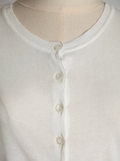 Good Moschino White Cotton Cardigan Size XS with Gathered Waist Detail