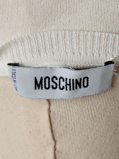 Good Moschino White Cotton Cardigan Size XS with Gathered Waist Detail