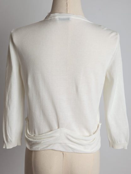 Good Moschino White Cotton Cardigan Size XS with Gathered Waist Detail