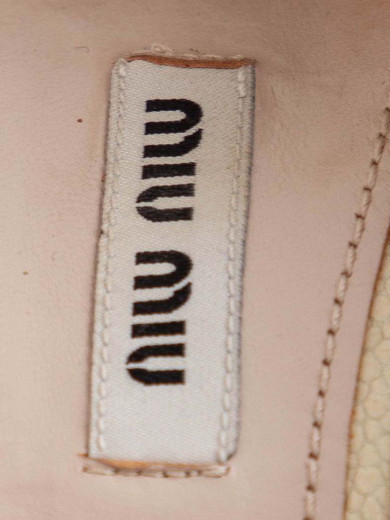 average condition miu miu yellow leather platform wedge shoes size 37
