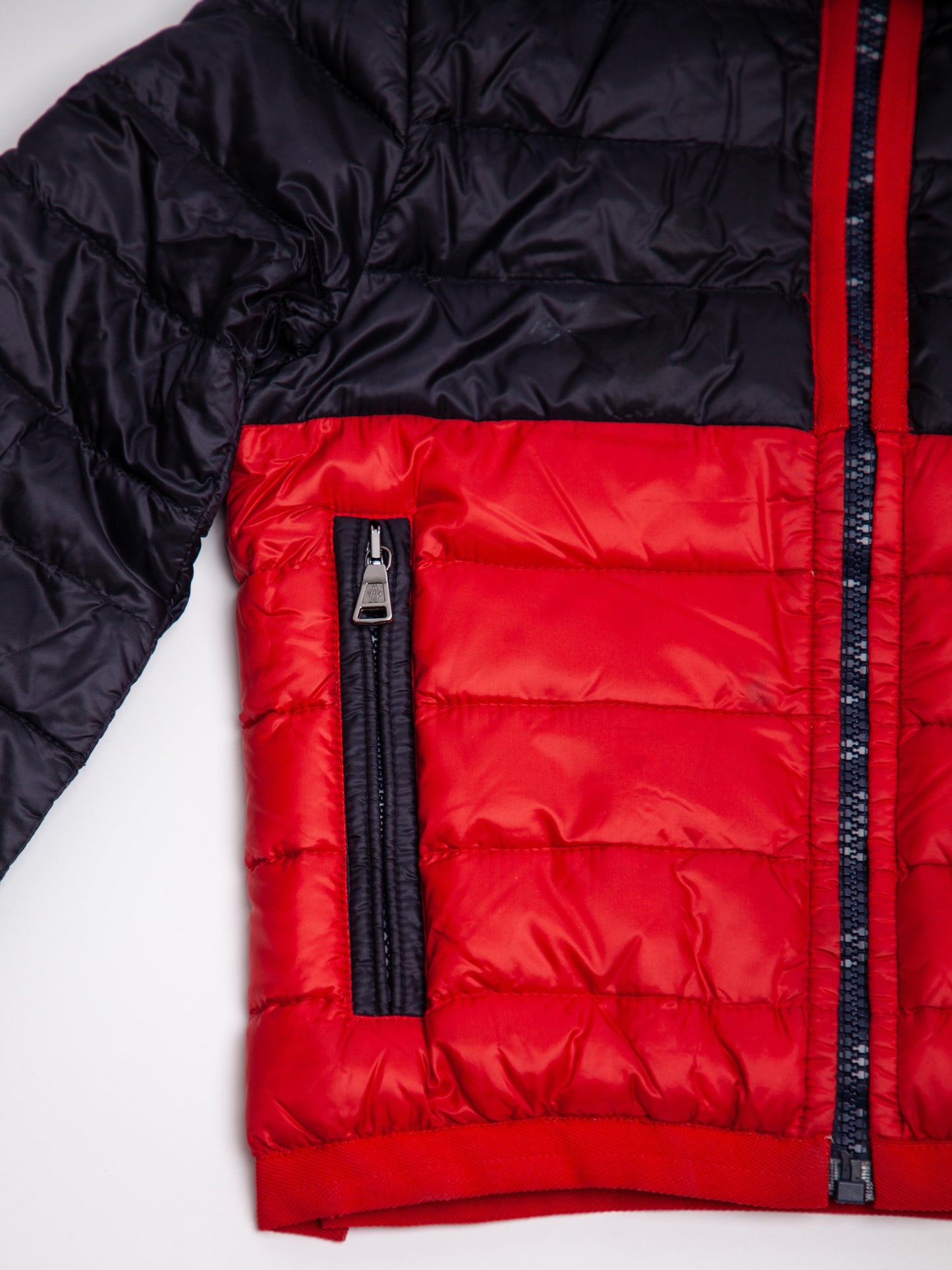 good moncler red puffer jacket for kids size 5 with hood