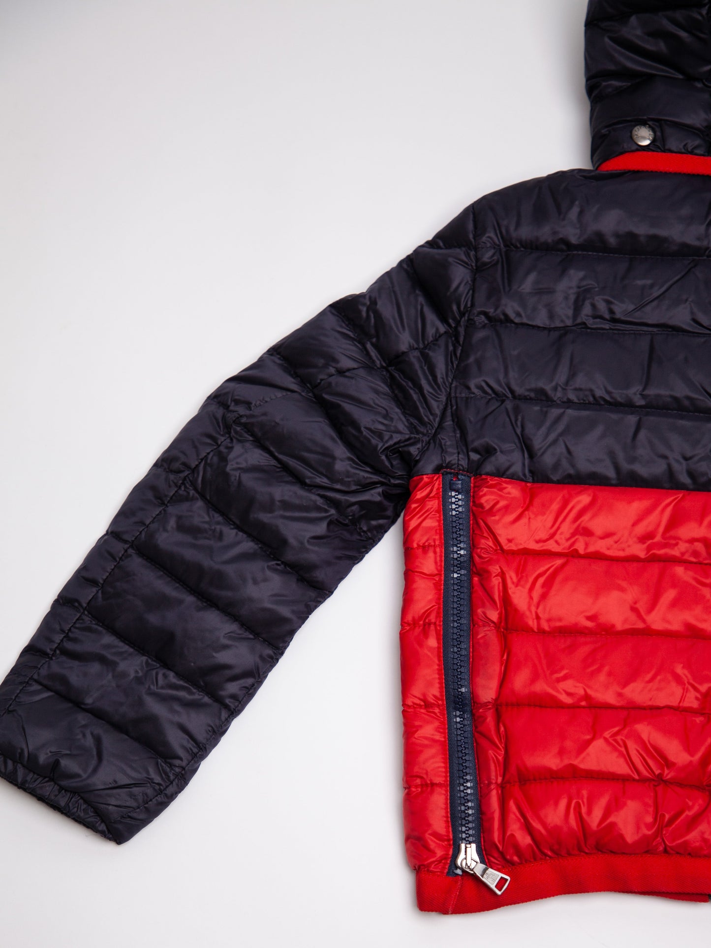 good moncler red puffer jacket for kids size 5 with hood