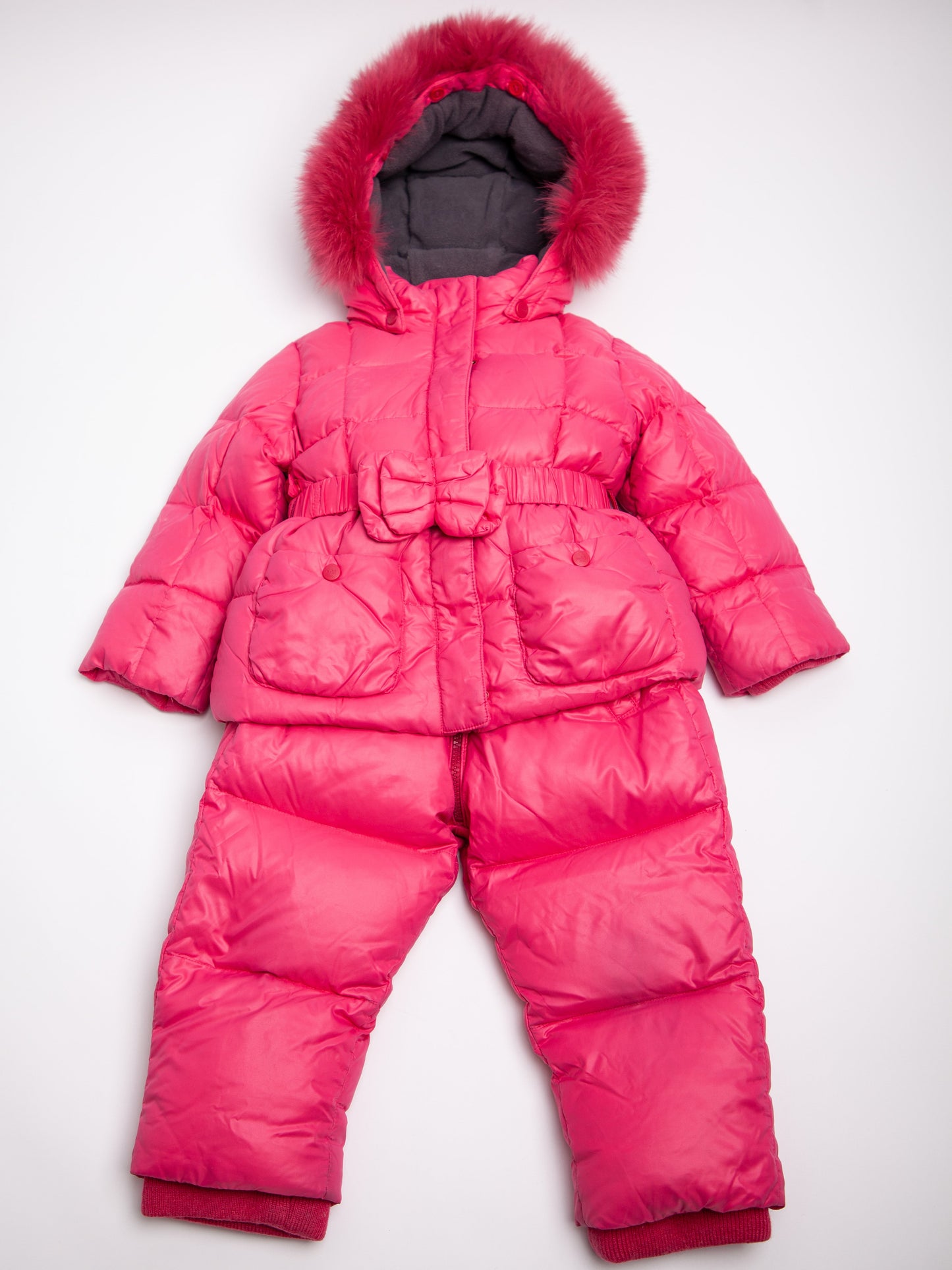 good add pink puffy winter jacket & snow pants set size 3 for kids
