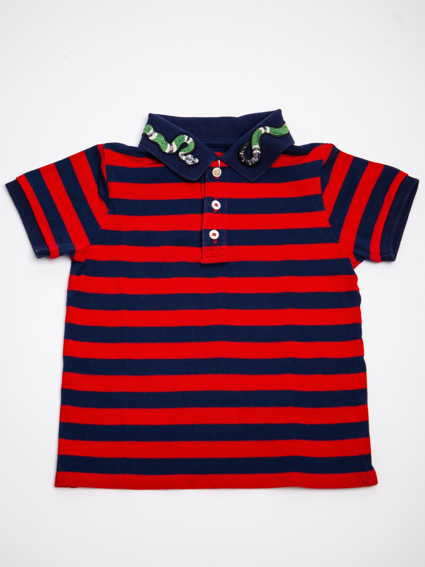 good gucci kids polo shirt blue cotton size 3 with snake design