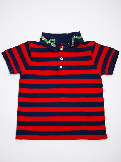 Good Gucci Kids Polo Shirt Blue Cotton Size 3 with Snake Design