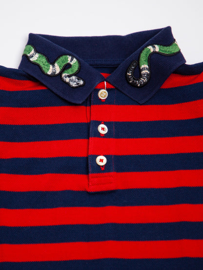 Good Gucci Kids Polo Shirt Blue Cotton Size 3 with Snake Design