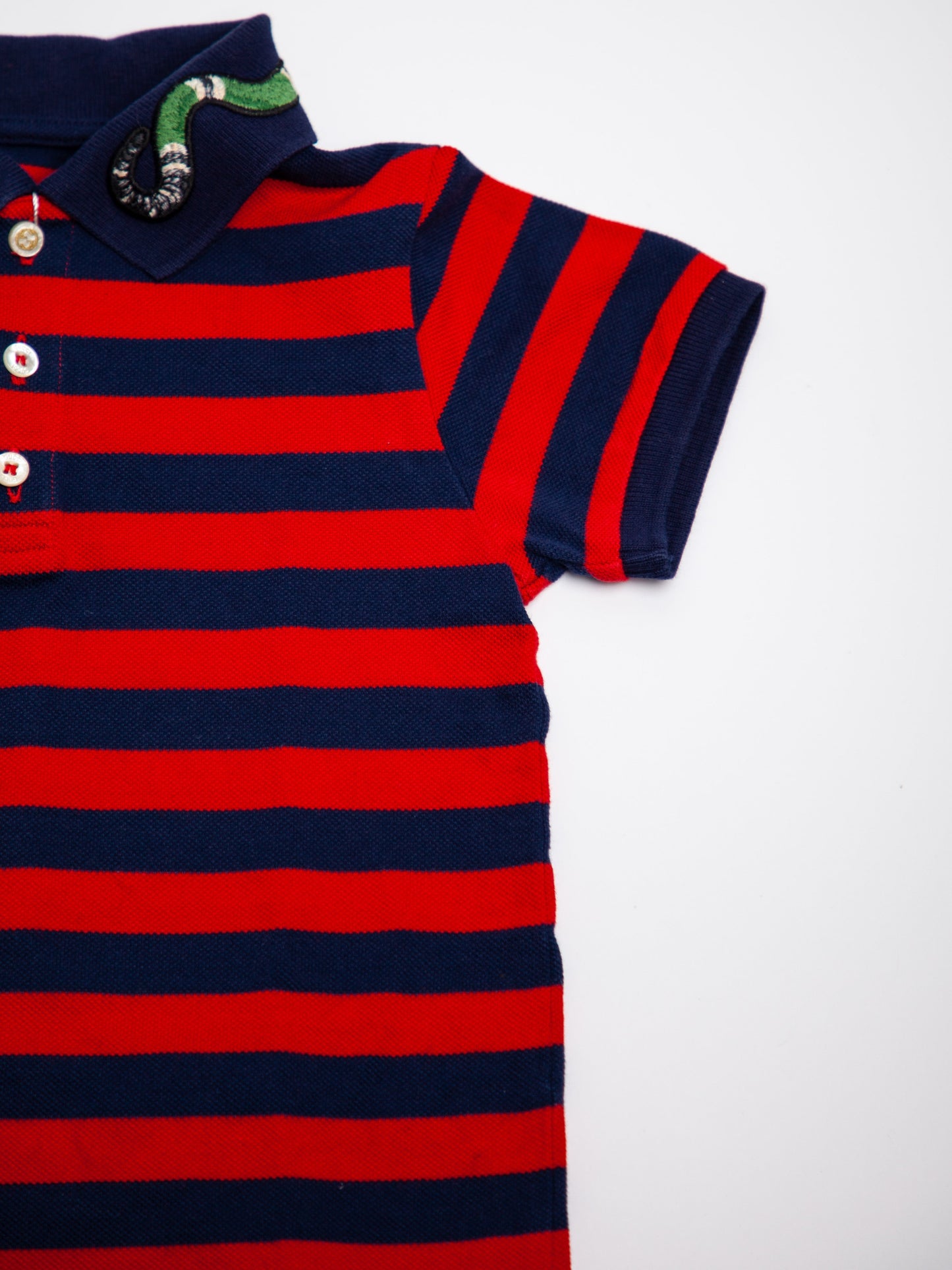 good gucci kids polo shirt blue cotton size 3 with snake design