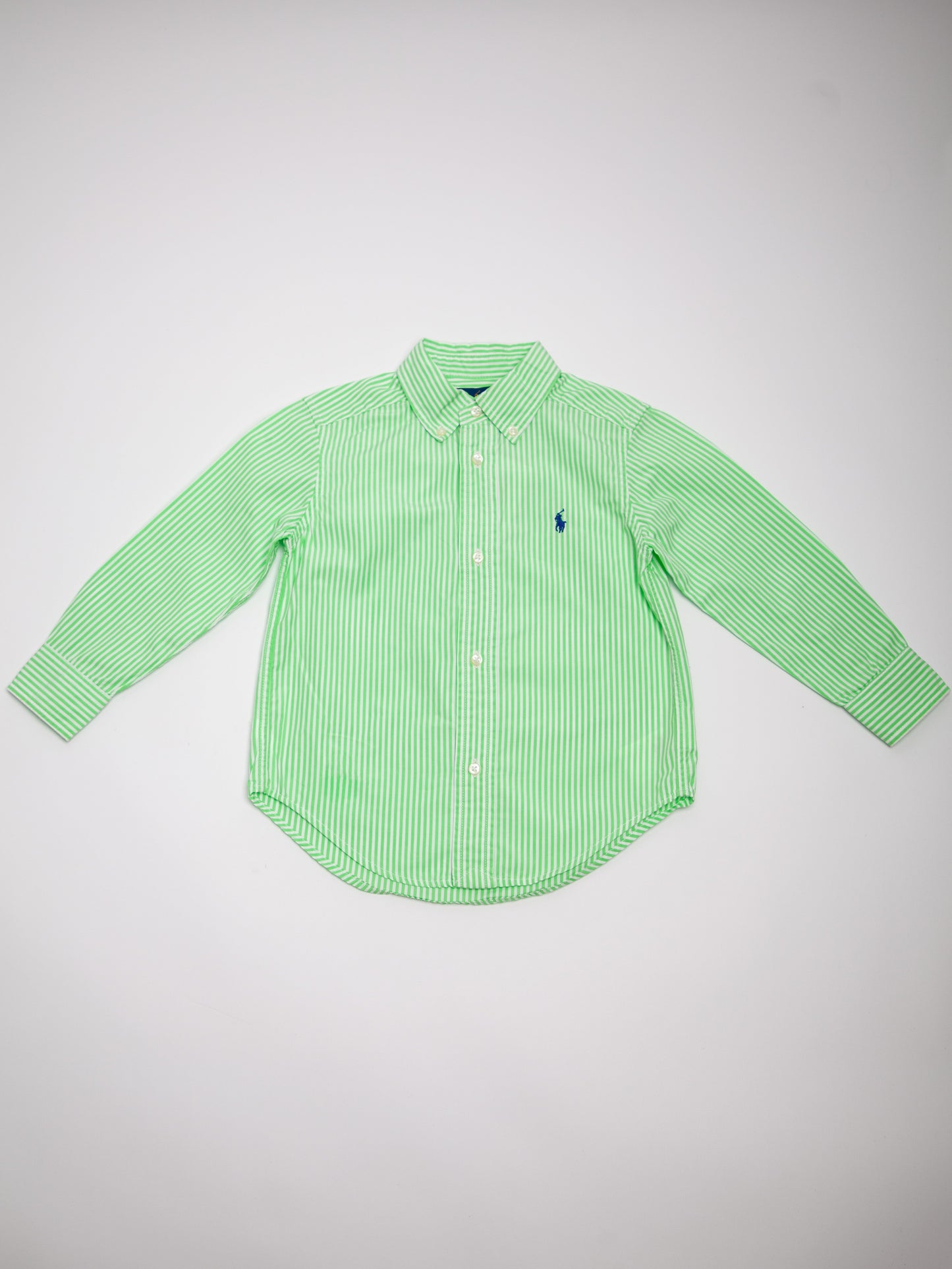 good ralph lauren white cotton striped button-up shirt size 3 for kids
