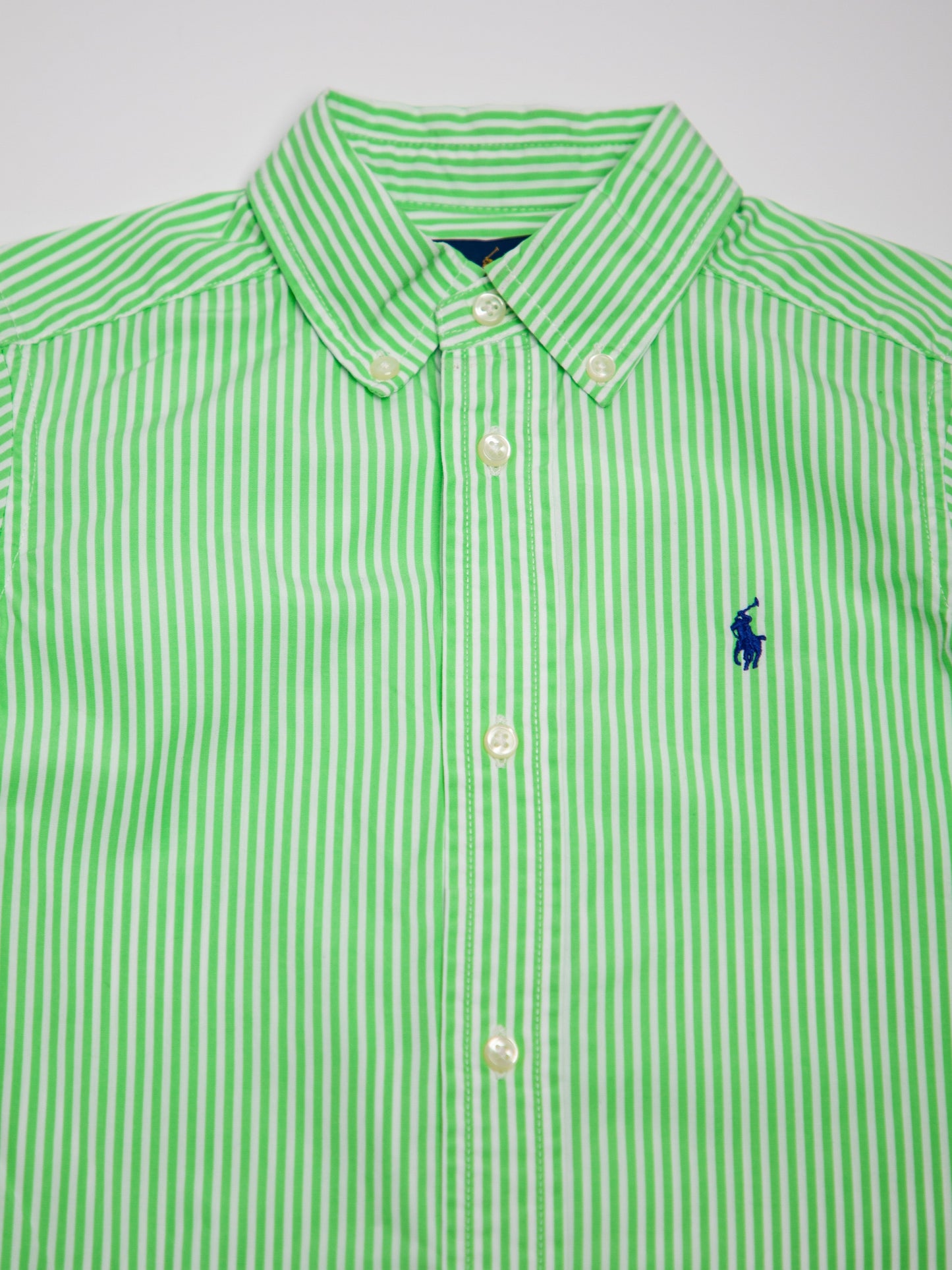 good ralph lauren white cotton striped button-up shirt size 3 for kids