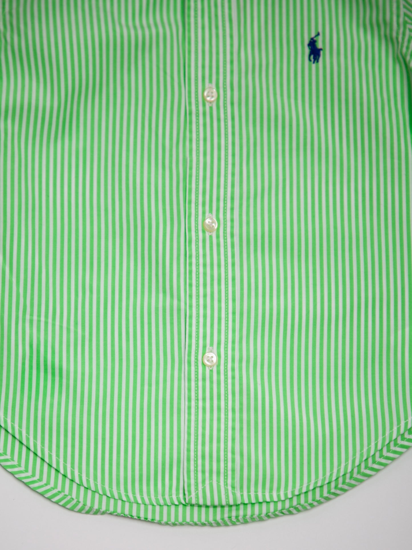 good ralph lauren white cotton striped button-up shirt size 3 for kids