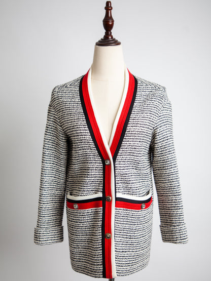 Good Maje Cardigan Sweater White Viscose with Pockets Size M