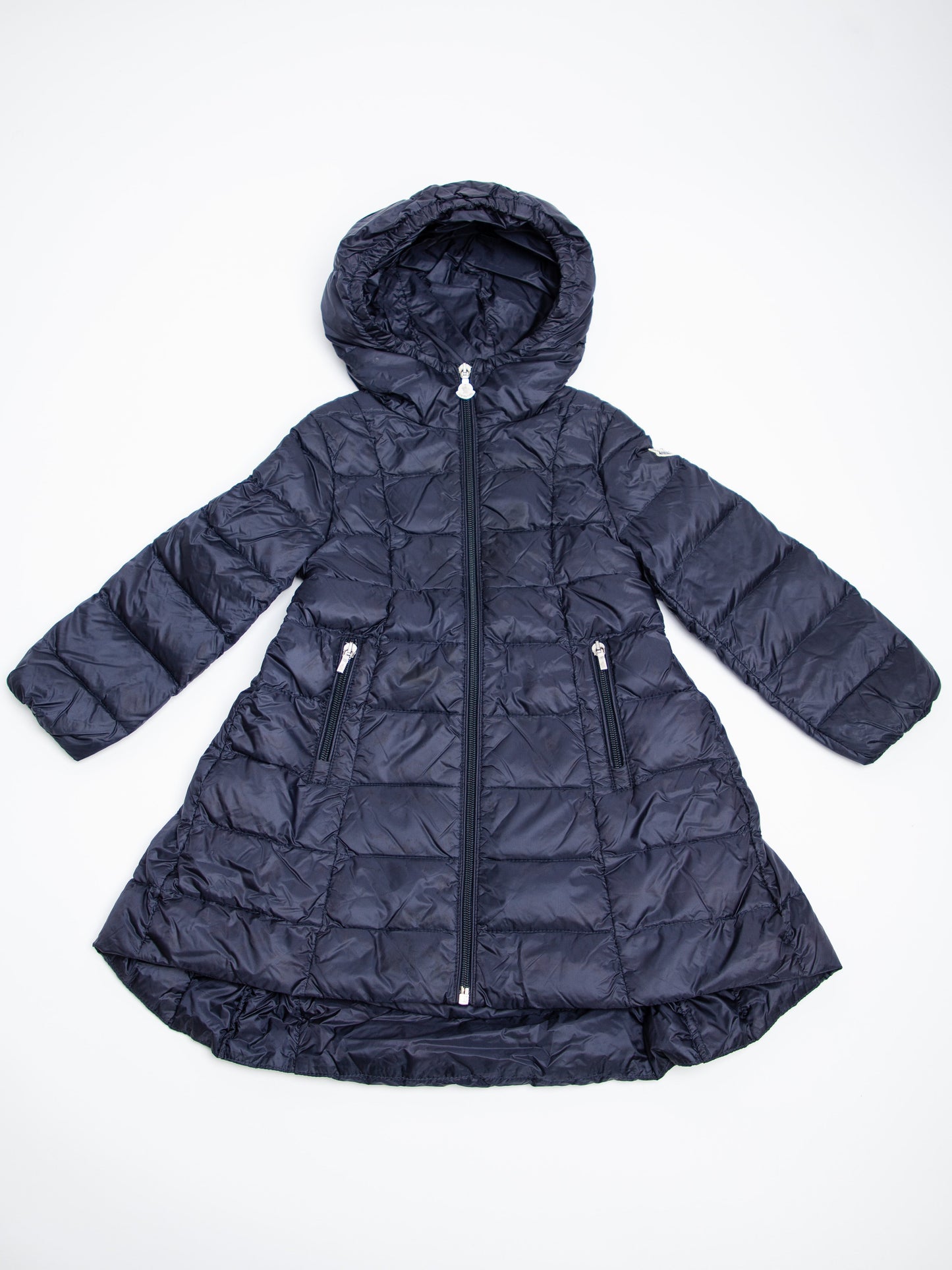 good moncler blue quilted hooded coat for kids, size 4