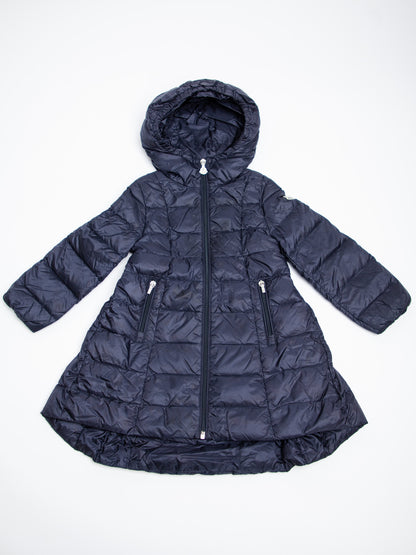 Good Moncler Blue Quilted Hooded Coat for Kids, Size 4