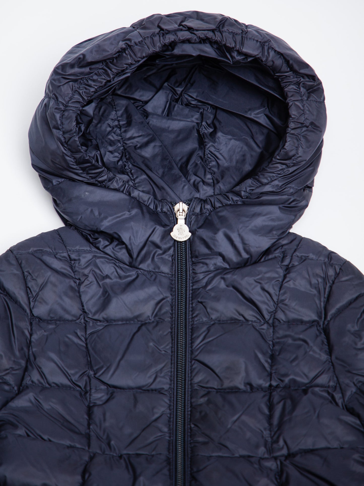 good moncler blue quilted hooded coat for kids, size 4