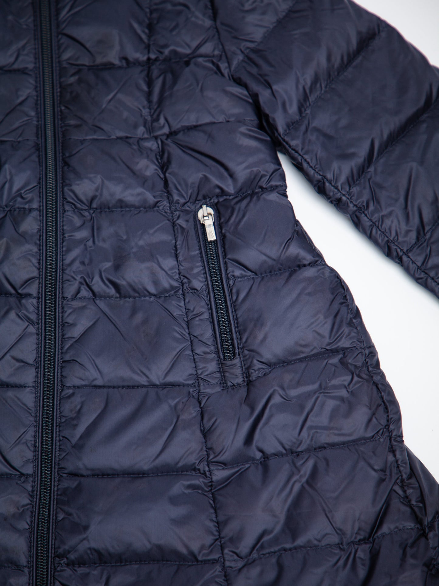 good moncler blue quilted hooded coat for kids, size 4