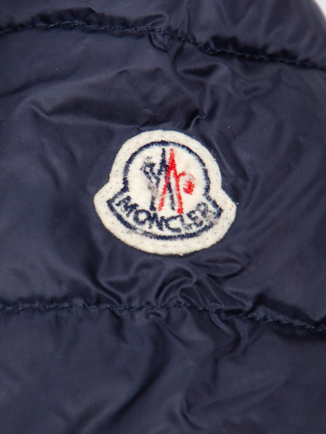good moncler blue quilted hooded coat for kids, size 4
