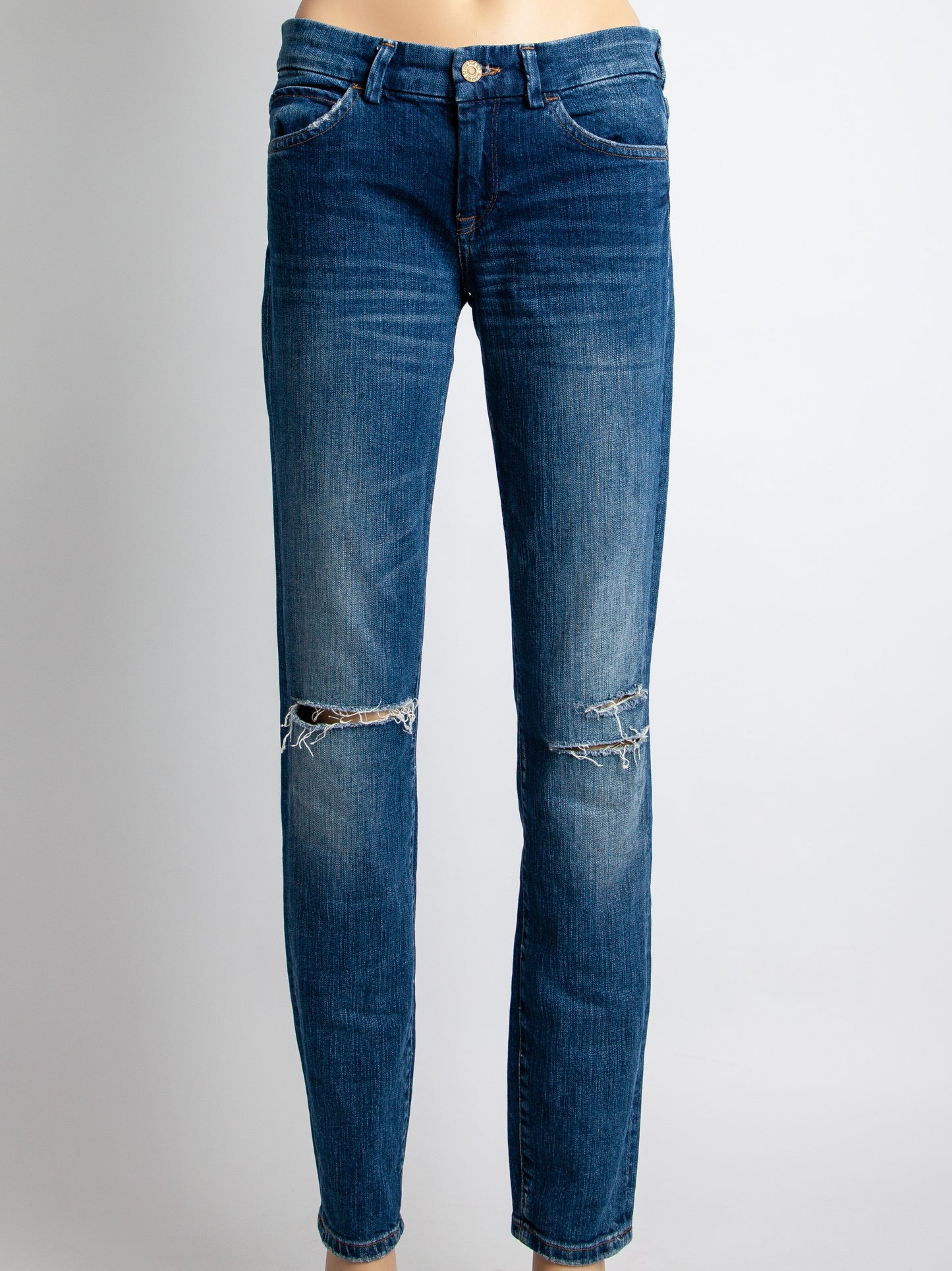 excellent 7 for all mankind blue distressed jeans size s