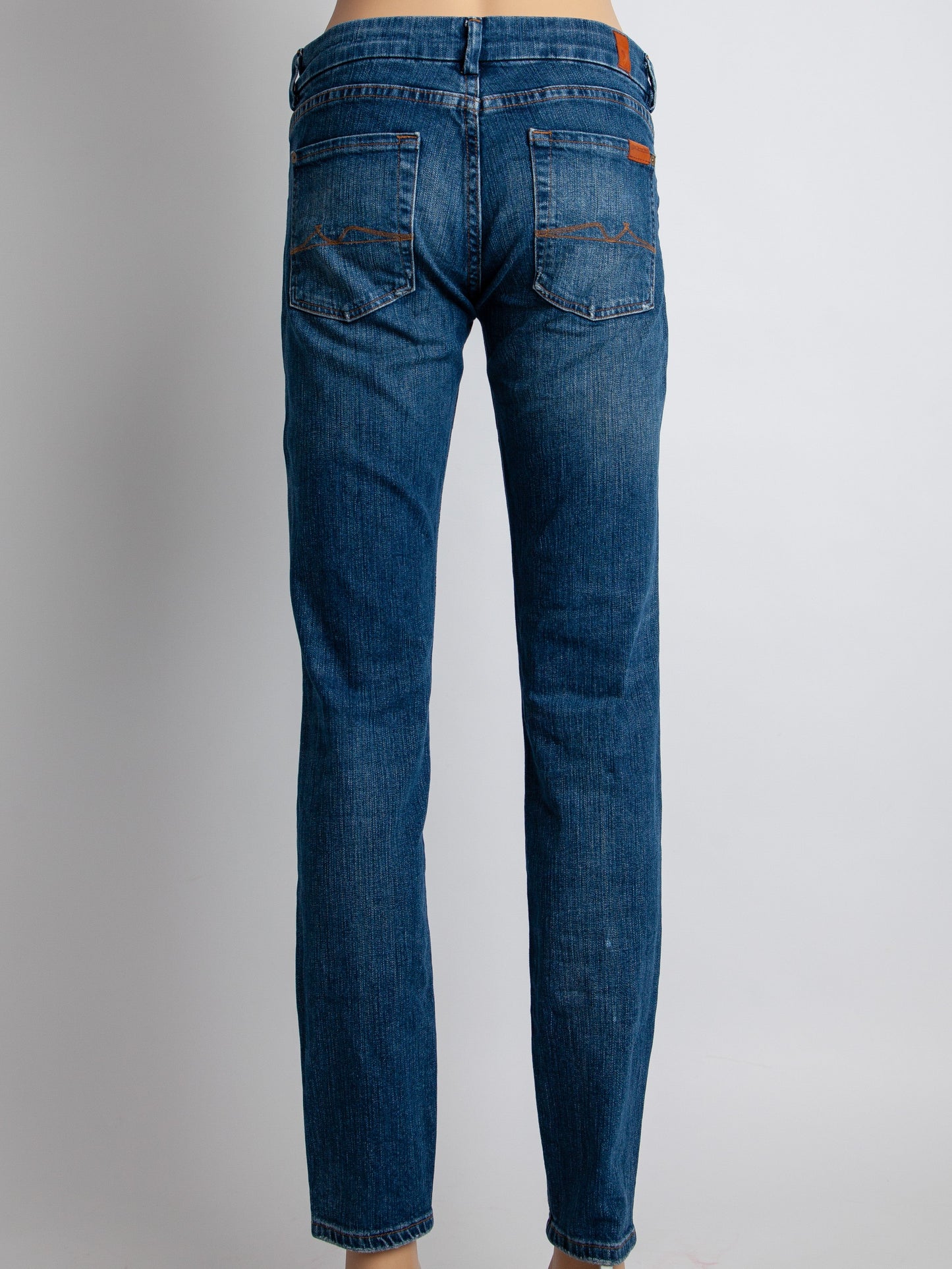excellent 7 for all mankind blue distressed jeans size s