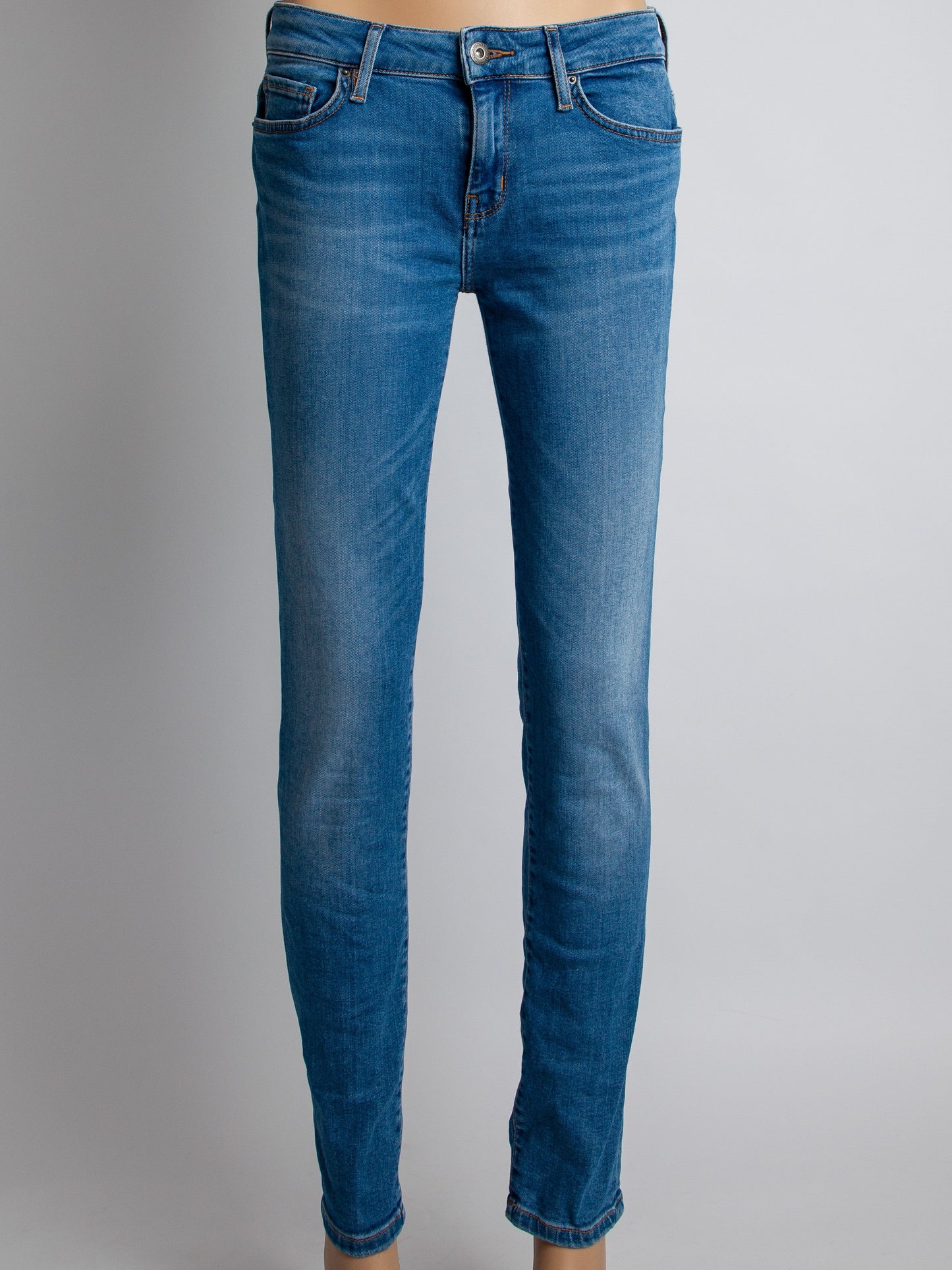 good tommy hilfiger blue cotton slim fit jeans size m for women