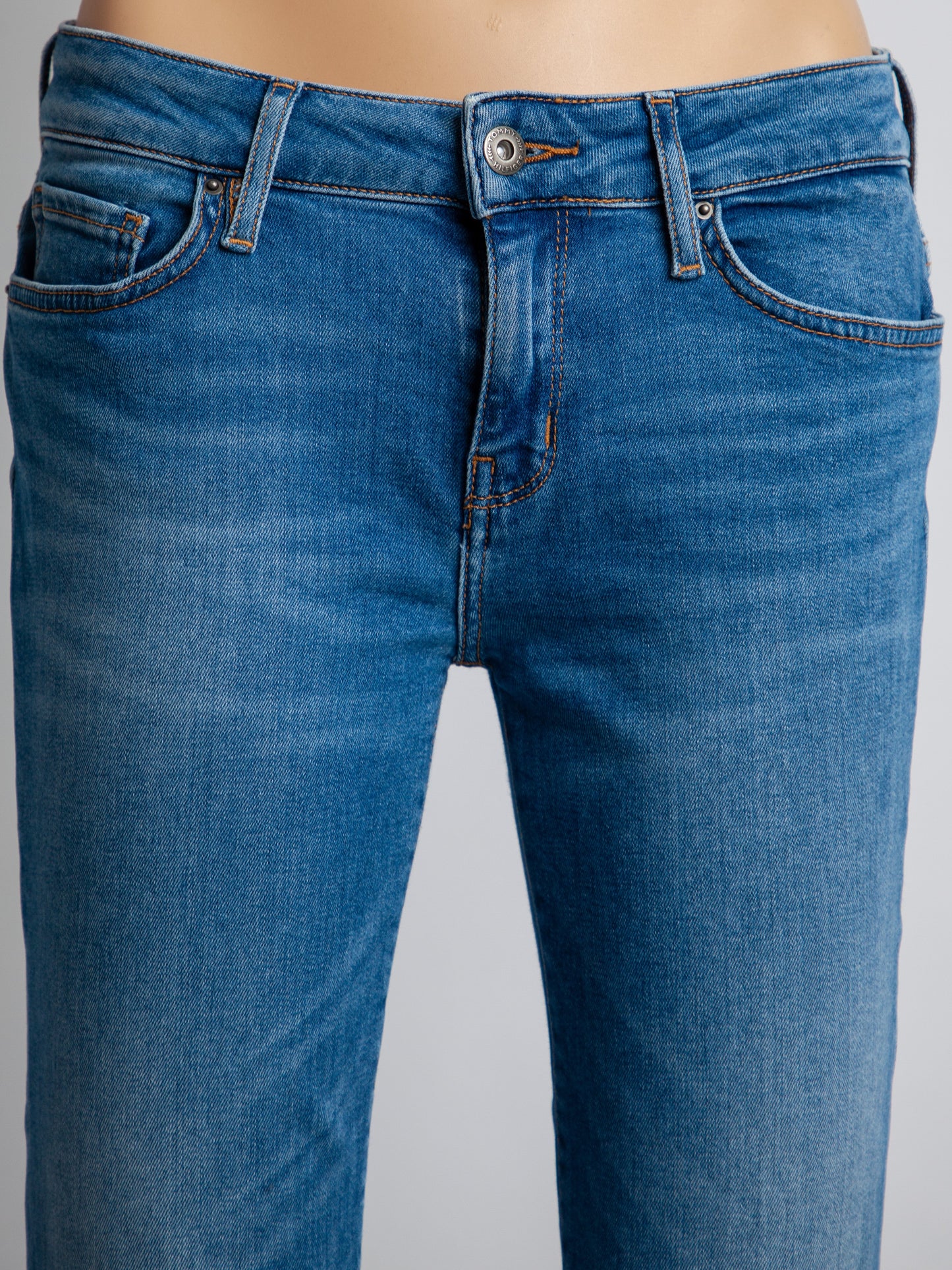 good tommy hilfiger blue cotton slim fit jeans size m for women