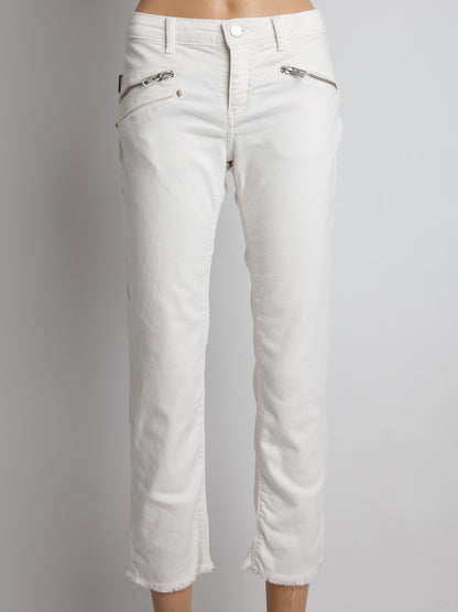 Good Zadig&Voltaire White Denim Cropped Jeans Size S Frayed Hem