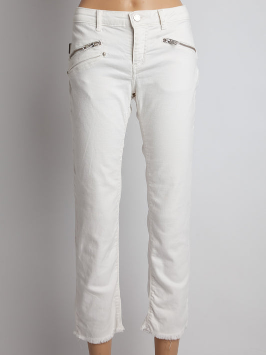 Good Zadig&Voltaire White Denim Cropped Jeans Size S Frayed Hem