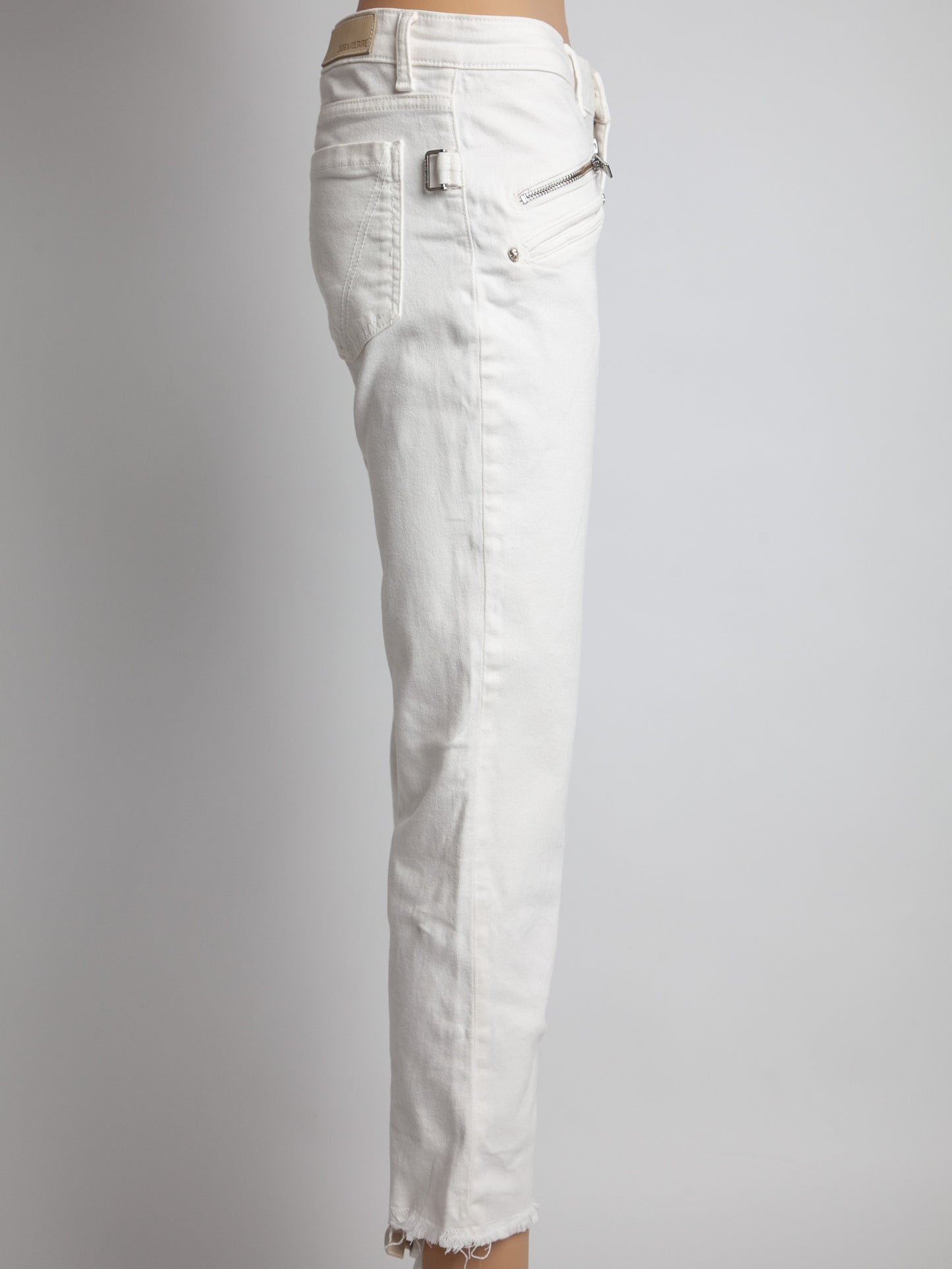good zadig&voltaire white denim cropped jeans size s frayed hem
