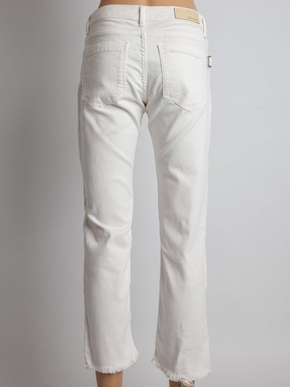 Good Zadig&Voltaire White Denim Cropped Jeans Size S Frayed Hem