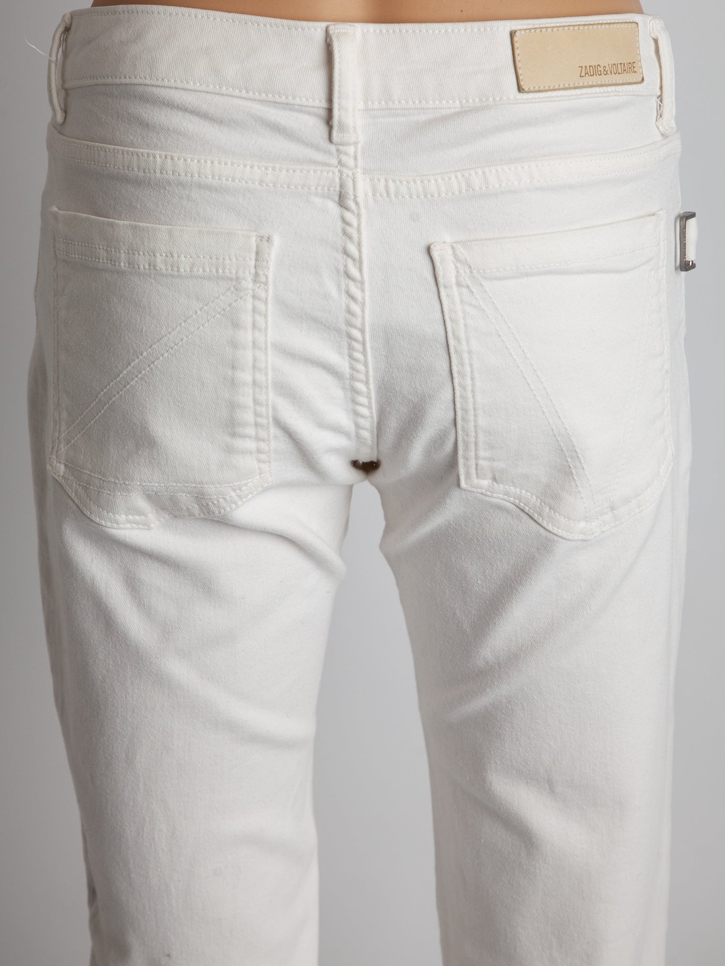 good zadig&voltaire white denim cropped jeans size s frayed hem