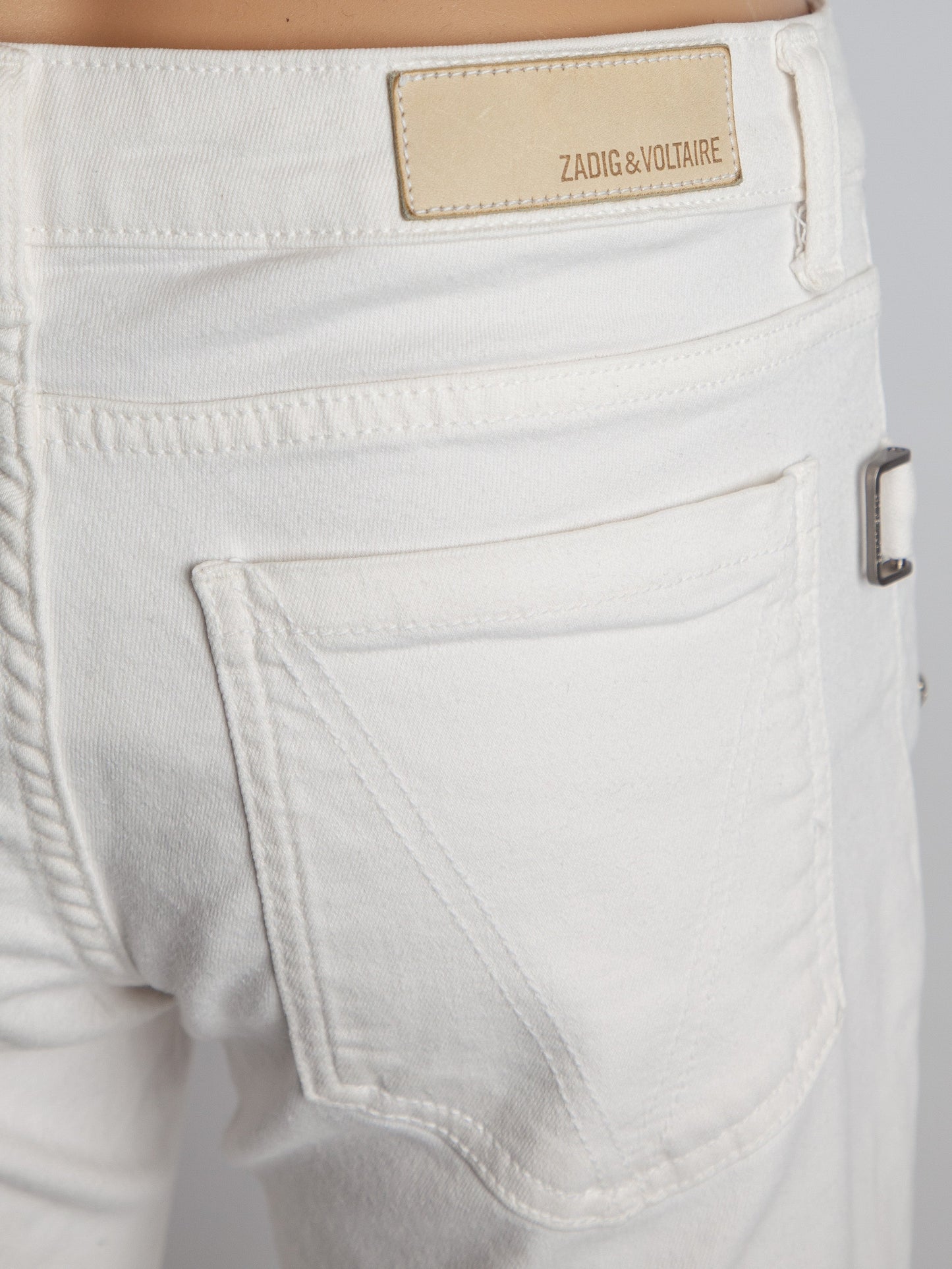 good zadig&voltaire white denim cropped jeans size s frayed hem