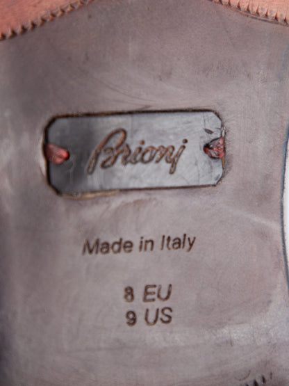 Good BRIONI Orange Leather Dress Shoes Size 40 for Men