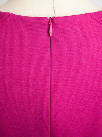 Good Escada Pink Polyester Dress Size M with Pleats & Zip Closure