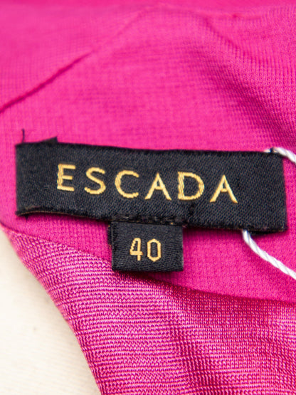 Good Escada Pink Polyester Dress Size M with Pleats & Zip Closure