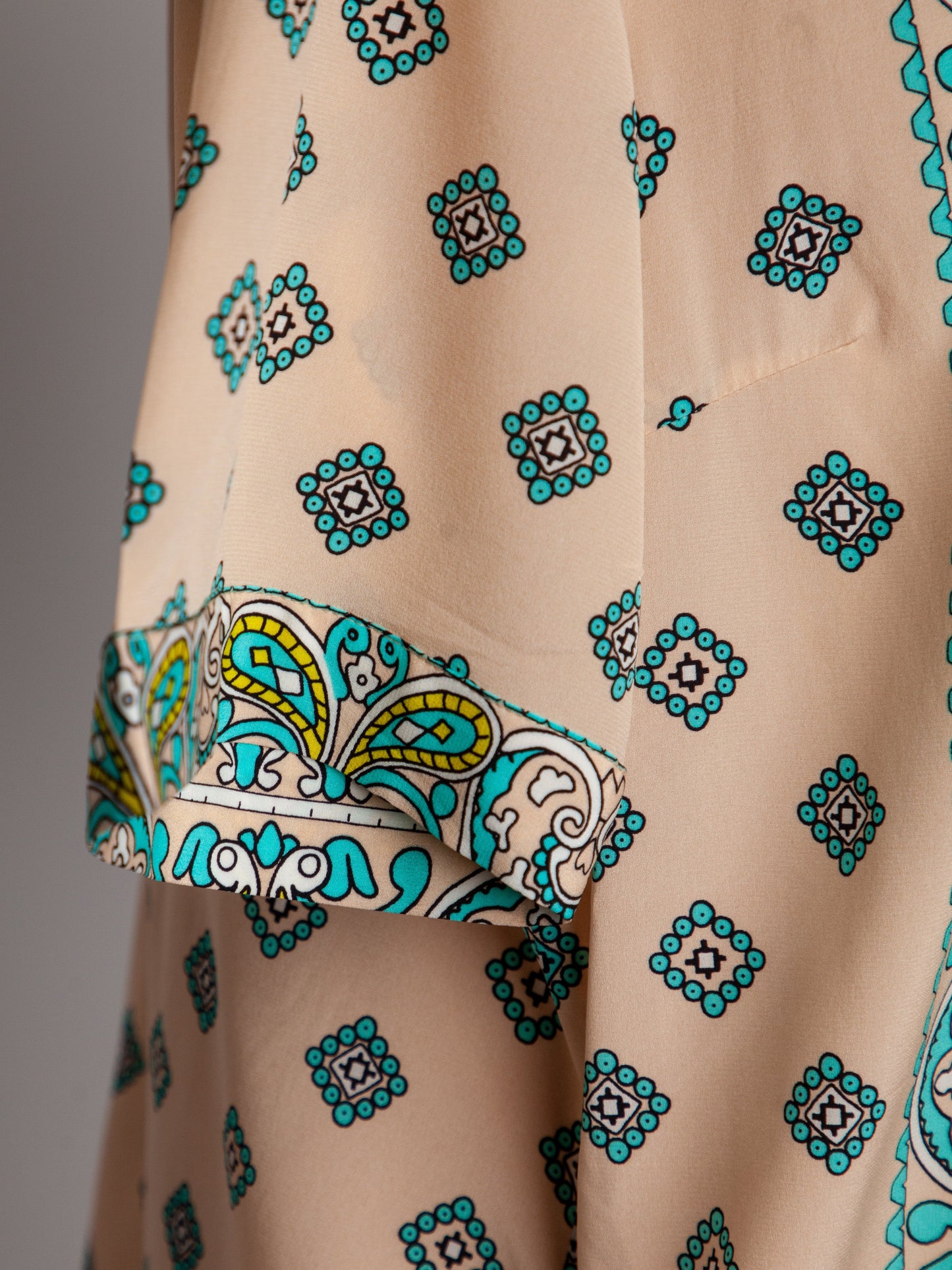 dkny white silk long shirt dress size m paisley pattern