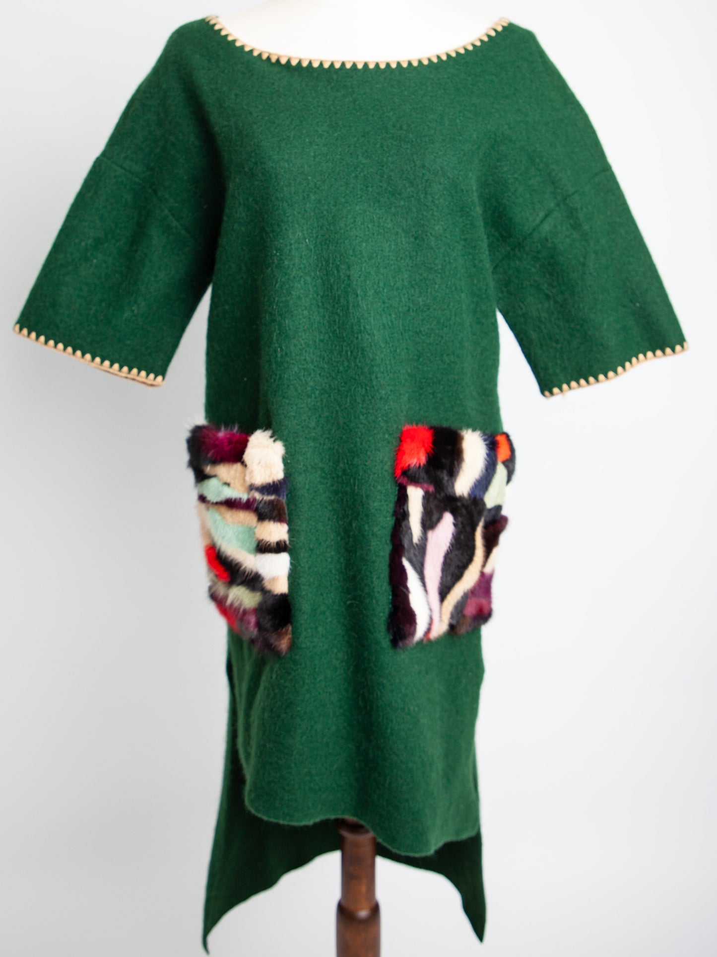 excellent fendi green women's dress size l with textured pockets