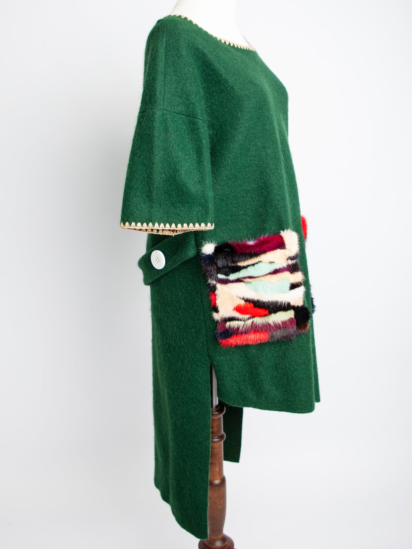 excellent fendi green women's dress size l with textured pockets