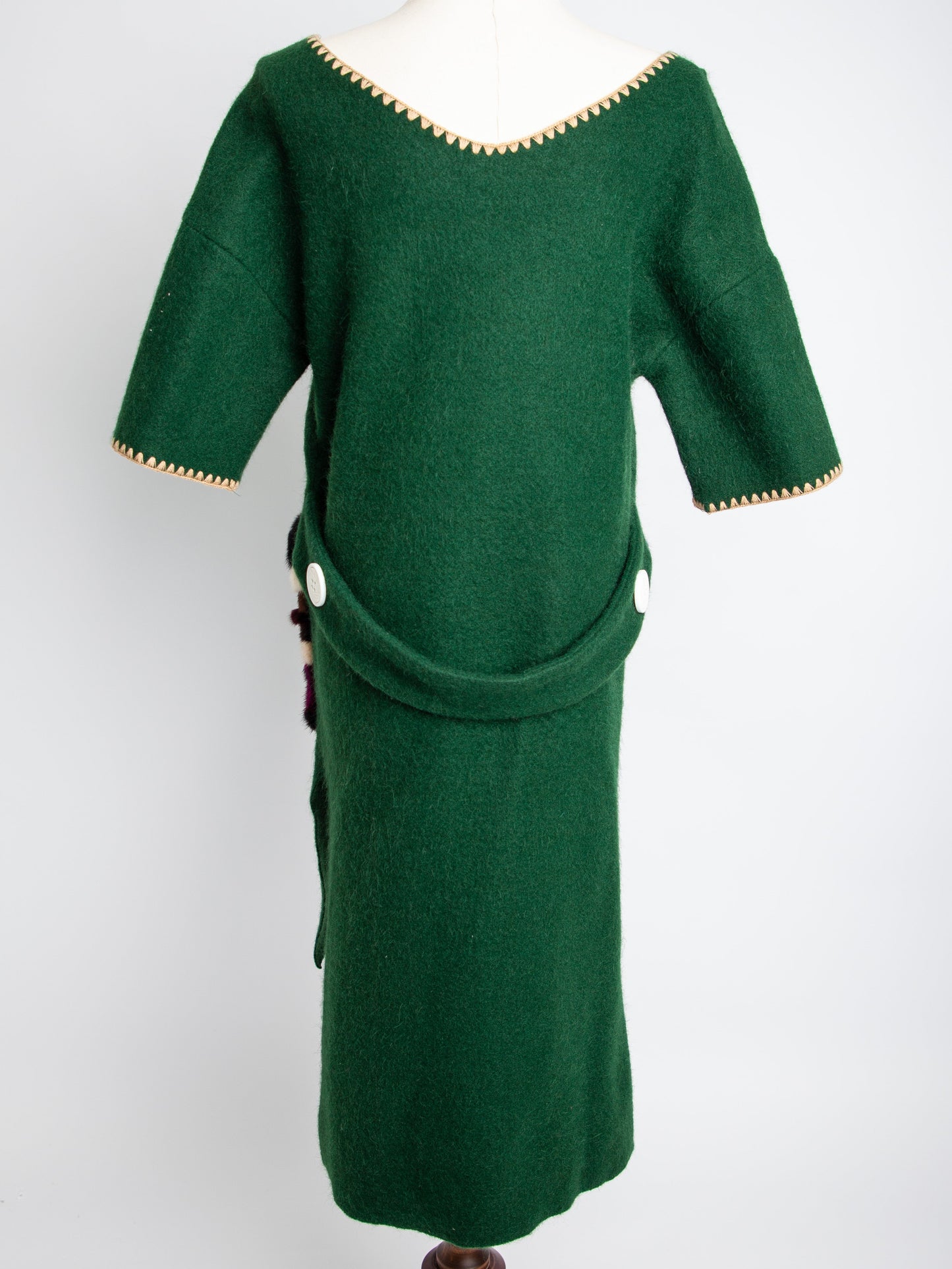 excellent fendi green women's dress size l with textured pockets