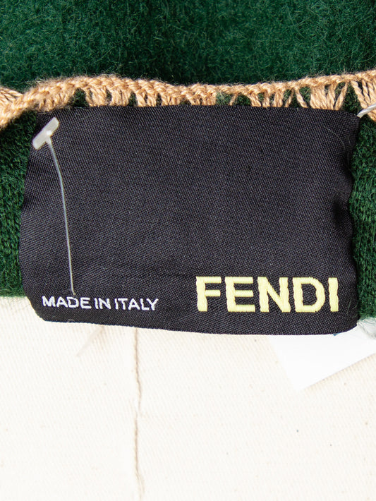 Excellent Fendi Green Women's Dress Size L with Textured Pockets